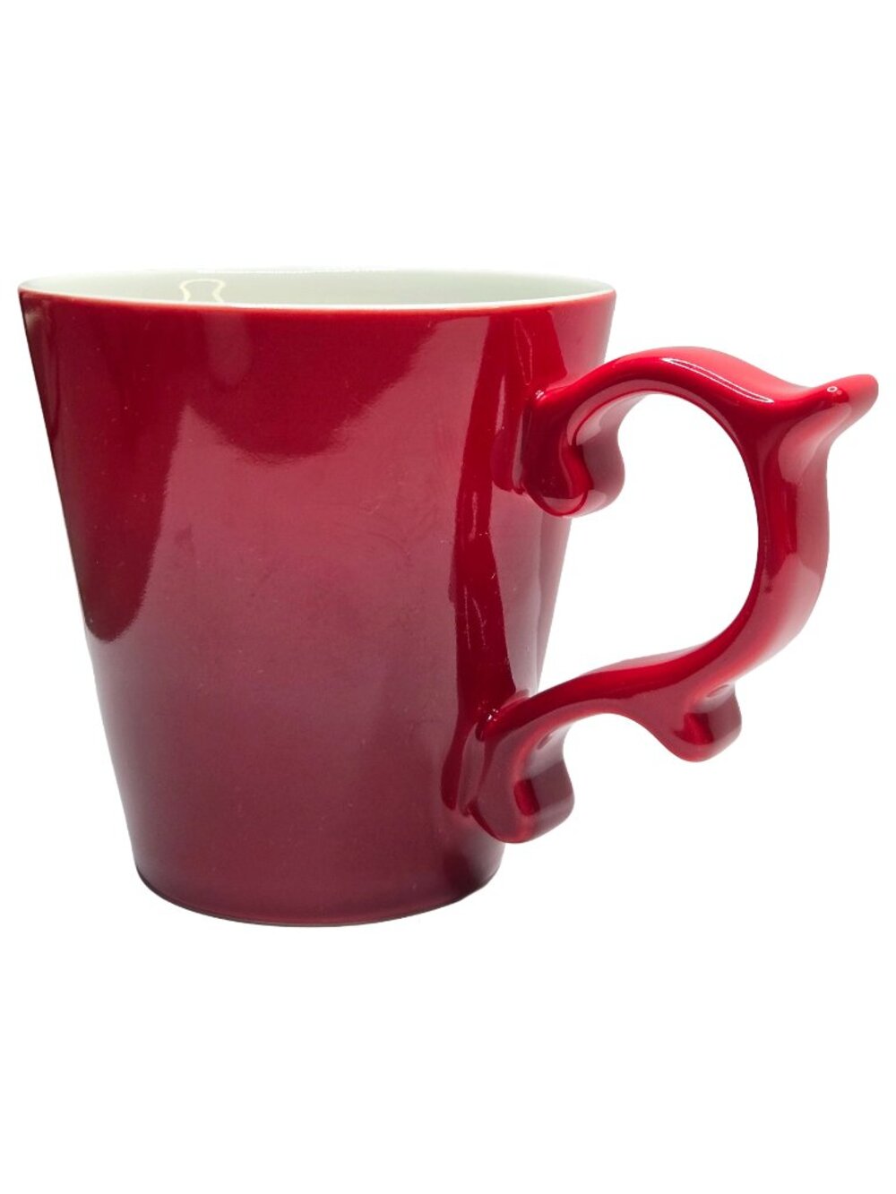 Starbucks Teavana Red Coffee Mug Rococo Scroll Handle 2015